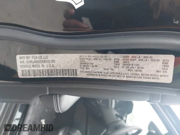 ✅ 2024 Jeep Grand Cherokee Altitude • VIN: 1C4RJKAG5R8515120 • Lot: 42937019. Listed on IAAI with 53,485 mi. Free auction sales archive from the USA and detailed vehicle history report at DreamBid. Image 9.