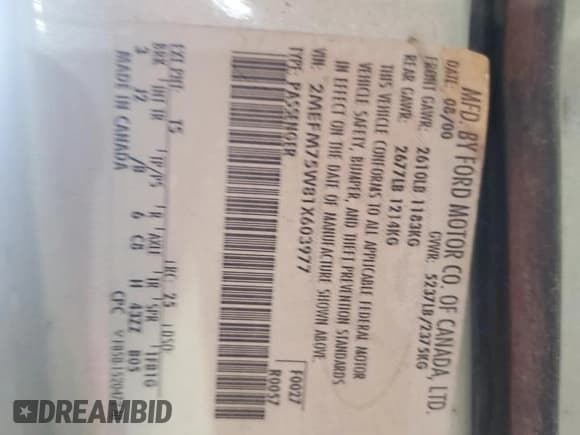 ✅ 2001 Mercury Grand Marquis LS • VIN: 2MEFM75W81X603977 • Лот: 64108865. Опубликован ранее на Copart с пробегом 187 153 миль. Бесплатный доступ к архиву аукционных продаж из США и подробный отчёт об истории автомобиля на DreamBid. Изображение 12.