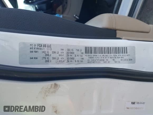 ✅ 2015 Dodge Durango Citadel • VIN: 1C4SDJET2FC202500 • Lot: 41870617. Wystawiony na IAAI z przebiegiem 90 824 mil. Bezpłatny archiwum sprzedaży aukcyjnych z USA i szczegółowy raport historii pojazdu na DreamBid. Zdjęcie 9.