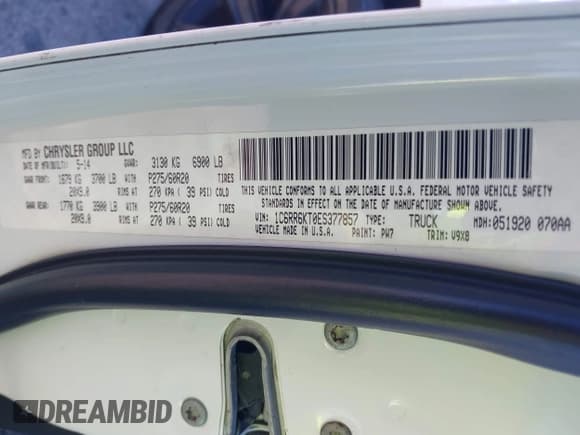 ✅ 2014 Ram 1500 Express • VIN: 1C6RR6KT0ES377857 • Lot: 43769107. Listed on IAAI with 93,285 mi. Free auction sales archive from the USA and detailed vehicle history report at DreamBid. Image 9.