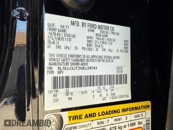 ✅ 2017 Lincoln Navigator Select • VIN: 5LMJJ3JT3HEL09741 • Лот: 53342935. Опубликован ранее на Copart с пробегом 239 777 миль. Бесплатный доступ к архиву аукционных продаж из США и подробный отчёт об истории автомобиля на DreamBid. Изображение 10.