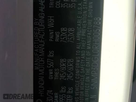 2024 Hyundai Santa Fe XRT с VIN 5NMP3DGL0RH005788, выставлен на аукционе Copart как лот 76913034 с пробегом 9 938 миль миль и Чистый • Clean title. История ставок и продаж доступна на DreamBid. Изображение 13.