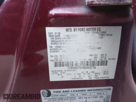 ✅ 2008 Ford Taurus X Eddie Bauer • VIN: 1FMDK07W48GA43776 • Lot: 42869011. Wystawiony na IAAI z przebiegiem 171 571 mil. Bezpłatny archiwum sprzedaży aukcyjnych z USA i szczegółowy raport historii pojazdu na DreamBid. Zdjęcie 9.