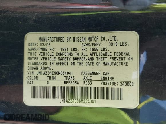 ✅ 2006 Nissan 350Z Enthusiast • VIN: JN1AZ34E96M354041 • Lot: 42776392. Wystawiony na IAAI z przebiegiem 161 846 mil. Bezpłatny archiwum sprzedaży aukcyjnych z USA i szczegółowy raport historii pojazdu na DreamBid. Zdjęcie 9.