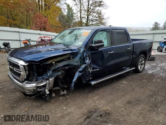 2019 Ram 1500 Big Horn z VIN 1C6SRFFT2KN594056, wystawiony jako Copart lot #86181995 z przebiegiem 81 298 mil mil oraz Szkoda całkowita • Salvage title. Historia ofert i sprzedaży dostępna na DreamBid. Obrazek 1.
