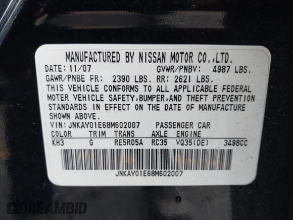 ✅ 2008 Infiniti M • VIN: JNKAY01E68M602007 • Lot: 41953913. Listed on IAAI with 178,612 mi. Free auction sales archive from the USA and detailed vehicle history report at DreamBid. Image 9.