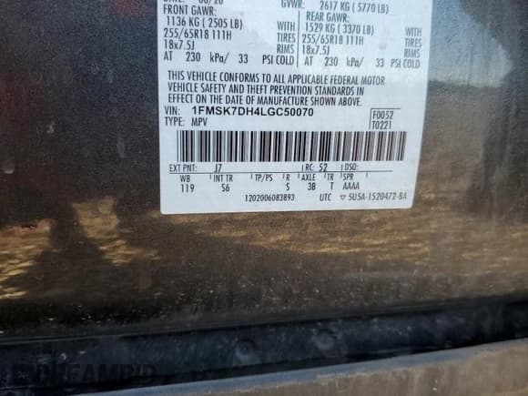 ✅ 2020 Ford Explorer XLT • VIN: 1FMSK7DH4LGC50070 • Лот: 86666745. Опубликован ранее на Copart с пробегом 116 865 миль. Бесплатный доступ к архиву аукционных продаж из США и подробный отчёт об истории автомобиля на DreamBid. Изображение 13.