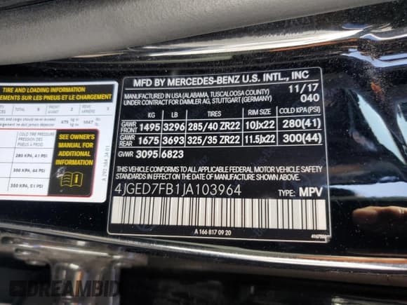 ✅ 2018 Mercedes-Benz GLE 63 S AMG • VIN: 4JGED7FB1JA103964 • Лот: 81841405. Опубликован ранее на Copart с пробегом 89 974 миль. Бесплатный доступ к архиву аукционных продаж из США и подробный отчёт об истории автомобиля на DreamBid. Изображение 12.