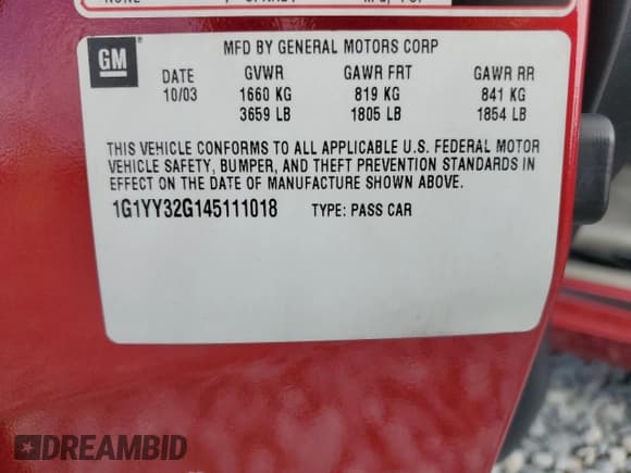 ✅ 2004 Chevrolet Corvette • VIN: 1G1YY32G145111018 • Лот: 69587775. Опубликован ранее на Copart с пробегом 105 180 миль. Бесплатный доступ к архиву аукционных продаж из США и подробный отчёт об истории автомобиля на DreamBid. Изображение 13.