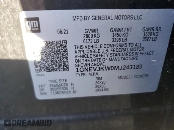 ✅ 2021 Chevrolet Traverse RS • VIN: 1GNEVJKW0MJ243183 • Lot: 77839764. Wystawiony na Copart z przebiegiem 51 452 mil. Bezpłatny archiwum sprzedaży aukcyjnych z USA i szczegółowy raport historii pojazdu na DreamBid. Zdjęcie 13.