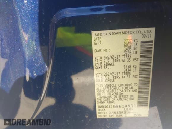 ✅ 2022 Nissan Frontier SV • VIN: 1N6ED1EJ9NN614831 • Lot: 43359164. Listed on IAAI with 88,879 mi. Free auction sales archive from the USA and detailed vehicle history report at DreamBid. Image 9.