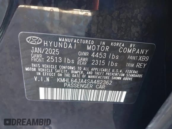 ✅ 2025 Hyundai Sonata SEL • VIN: KMHL64JA4SA482362 • Лот: 43613443. Опубликован ранее на IAAI с пробегом 18 934 миль. Бесплатный доступ к архиву аукционных продаж из США и подробный отчёт об истории автомобиля на DreamBid. Изображение 9.