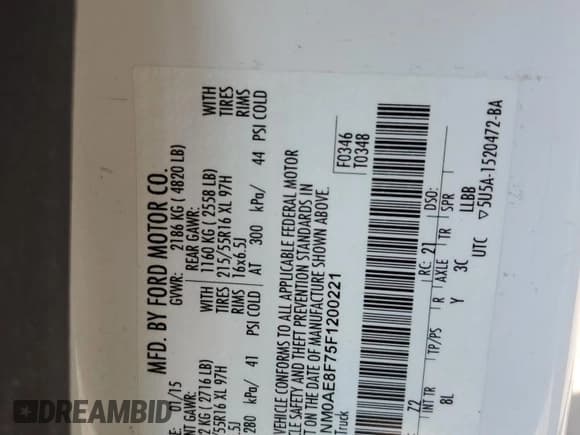 ✅ 2015 Ford Transit Connect XLT • VIN: NM0AE8F75F1200221 • Lot: 53334955. Listed on Copart with 59,374 mi. Free auction sales archive from the USA and detailed vehicle history report at DreamBid. Image 14.