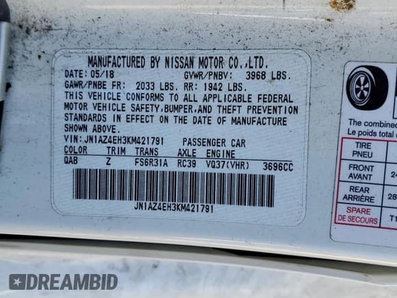 ✅ 2019 Nissan 370Z • VIN: JN1AZ4EH3KM421791 • Лот: 46293785. Опубликован ранее на Copart с пробегом Не указан. Бесплатный доступ к архиву аукционных продаж из США и подробный отчёт об истории автомобиля на DreamBid. Изображение 12.