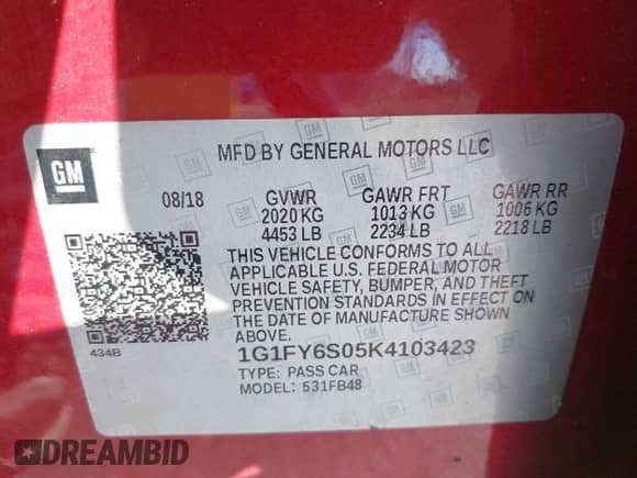 2019 Chevrolet Bolt EV LT с VIN 1G1FY6S05K4103423, выставлен на аукционе IAAI как лот 43565971 с пробегом 63 308 миль миль и . История ставок и продаж доступна на DreamBid. Изображение 9.