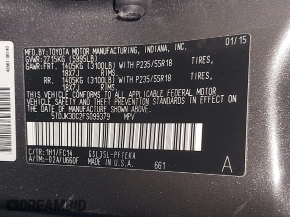 ✅ 2015 Toyota Sienna LE • VIN: 5TDJK3DC2FS099379 • Лот: 43840501. Опубликован ранее на IAAI с пробегом 231 390 миль. Бесплатный доступ к архиву аукционных продаж из США и подробный отчёт об истории автомобиля на DreamBid. Изображение 9.