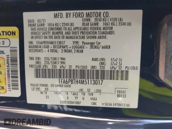 ✅ 2021 Ford Mustang EcoBoost • VIN: 1FA6P8TH4M5113017 • Lot: 42873186. Wystawiony na IAAI z przebiegiem 82 059 mil. Bezpłatny archiwum sprzedaży aukcyjnych z USA i szczegółowy raport historii pojazdu na DreamBid. Zdjęcie 9.