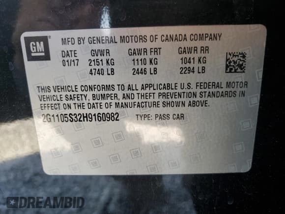 ✅ 2017 Chevrolet Impala LT • VIN: 2G1105S32H9160982 • Лот: 74461364. Опубликован ранее на Copart с пробегом 83 896 миль. Бесплатный доступ к архиву аукционных продаж из США и подробный отчёт об истории автомобиля на DreamBid. Изображение 14.