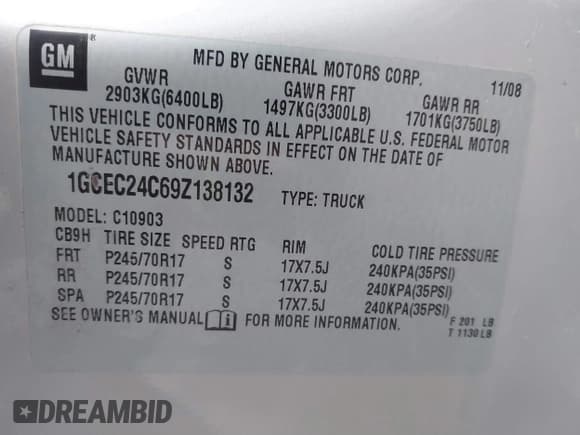 ✅ 2009 Chevrolet Silverado 1500 • VIN: 1GCEC24C69Z138132 • Лот: 41209078. Опубликован ранее на IAAI с пробегом 171 422 миль. Бесплатный доступ к архиву аукционных продаж из США и подробный отчёт об истории автомобиля на DreamBid. Изображение 9.