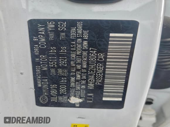 ✅ 2017 Genesis G80 3.8L • VIN: KMHGN4JE2HU180647 • Лот: 93699865. Опубликован ранее на Copart с пробегом Не указан. Бесплатный доступ к архиву аукционных продаж из США и подробный отчёт об истории автомобиля на DreamBid. Изображение 12.