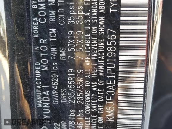 ✅ 2023 Hyundai Tucson N Line • VIN: KM8JF3AE1PU198567 • Lot: 53345145. Wystawiony na Copart z przebiegiem 37 029 mil. Bezpłatny archiwum sprzedaży aukcyjnych z USA i szczegółowy raport historii pojazdu na DreamBid. Zdjęcie 12.