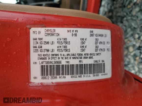 ✅ 1999 Jeep Cherokee Sport • VIN: 1J4FT68S4XL509666 • Lot: 59304055. Wystawiony na Copart z przebiegiem 280 994 mil. Bezpłatny archiwum sprzedaży aukcyjnych z USA i szczegółowy raport historii pojazdu na DreamBid. Zdjęcie 12.