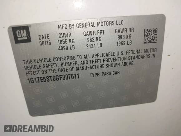 2016 Chevrolet Malibu LT z VIN 1G1ZE5ST6GF307671, wystawiony jako IAAI lot #43430038 z przebiegiem 106 419 mil mil oraz . Historia ofert i sprzedaży dostępna na DreamBid. Obrazek 9.