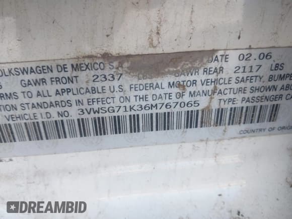 ✅ 2006 Volkswagen Jetta 2.5L • VIN: 3VWSG71K36M767065 • Лот: 43824938. Опубликован ранее на IAAI с пробегом 200 883 миль. Бесплатный доступ к архиву аукционных продаж из США и подробный отчёт об истории автомобиля на DreamBid. Изображение 9.