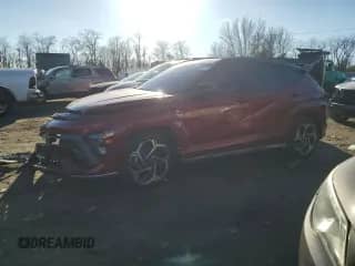 2024 Hyundai Kona N Line with VIN KM8HA3A37RU109860, listed as a Copart auction lot 43805175 with 10,653 mi miles and Salvage title. Bid and sale history available at DreamBid. Image 1.