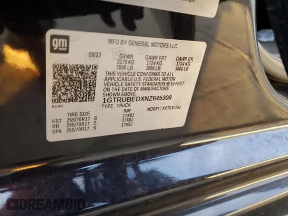 ✅ 2022 GMC Sierra 1500 SLE • VIN: 1GTRUBEDXNZ645308 • Лот: 89498065. Опубликован ранее на Copart с пробегом 69 215 миль. Бесплатный доступ к архиву аукционных продаж из США и подробный отчёт об истории автомобиля на DreamBid. Изображение 12.