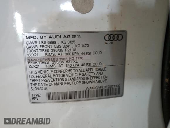 ✅ 2014 Audi Q7 S line Prestige • VIN: WA1DGAFE9ED021090 • Lot: 85783375. Wystawiony na Copart z przebiegiem 141 899 mil. Bezpłatny archiwum sprzedaży aukcyjnych z USA i szczegółowy raport historii pojazdu na DreamBid. Zdjęcie 12.