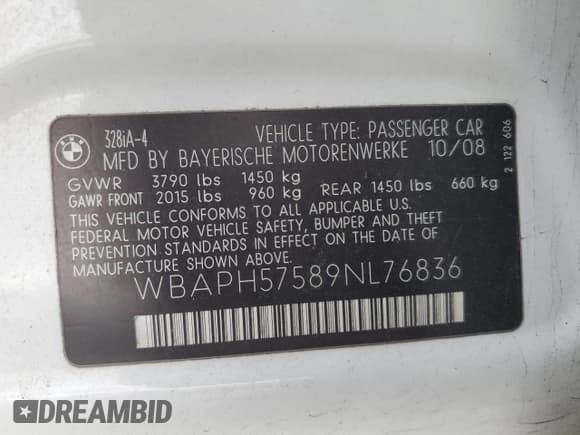 ✅ 2009 BMW 3 Series 328i • VIN: WBAPH57589NL76836 • Лот: 92756885. Опубликован ранее на Copart с пробегом 155 870 миль. Бесплатный доступ к архиву аукционных продаж из США и подробный отчёт об истории автомобиля на DreamBid. Изображение 13.