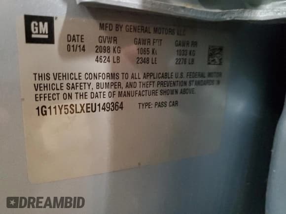 ✅ 2014 Chevrolet Impala LS • VIN: 1G11Y5SLXEU149364 • Lot: 91084655. Listed on Copart with 100,872 mi. Free auction sales archive from the USA and detailed vehicle history report at DreamBid. Image 12.