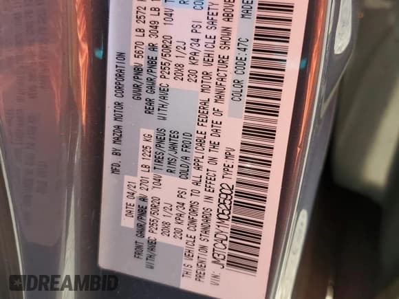 ✅ 2021 Mazda CX-9 Grand Touring • VIN: JM3TCADY1M0525902 • Lot: 92303935. Wystawiony na Copart z przebiegiem 68 873 mil. Bezpłatny archiwum sprzedaży aukcyjnych z USA i szczegółowy raport historii pojazdu na DreamBid. Zdjęcie 14.