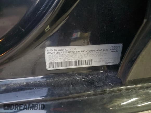 ✅ 2011 Audi A4 Prestige • VIN: WAUMFAFL3BN038140 • Лот: 89625415. Опубликован ранее на Copart с пробегом 151 689 миль. Бесплатный доступ к архиву аукционных продаж из США и подробный отчёт об истории автомобиля на DreamBid. Изображение 12.