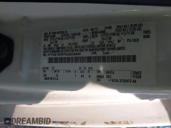 ✅ 2012 Ford Econoline Cargo Commercial • VIN: 1FTNE1EW7CDB34690 • Lot: 43413260. Wystawiony na IAAI z przebiegiem 230 224 mil. Bezpłatny archiwum sprzedaży aukcyjnych z USA i szczegółowy raport historii pojazdu na DreamBid. Zdjęcie 9.