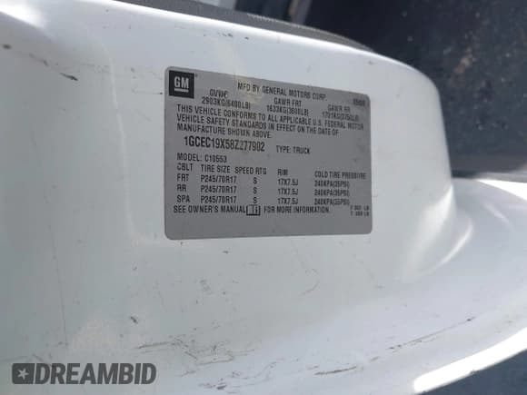 ✅ 2008 Chevrolet Silverado 1500 Work Truck • VIN: 1GCEC19X58Z277902 • Lot: 43512655. Listed on IAAI with 260,281 mi. Free auction sales archive from the USA and detailed vehicle history report at DreamBid. Image 9.