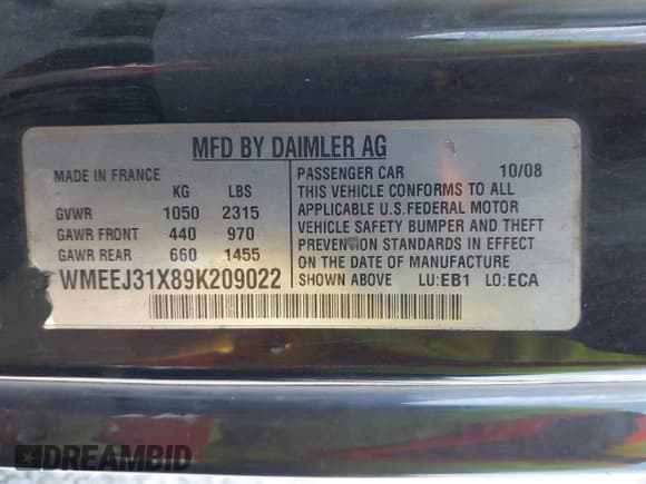 ✅ 2009 Smart fortwo Pure • VIN: WMEEJ31X89K209022 • Lot: 43402314. Wystawiony na IAAI z przebiegiem 102 275 mil. Bezpłatny archiwum sprzedaży aukcyjnych z USA i szczegółowy raport historii pojazdu na DreamBid. Zdjęcie 9.