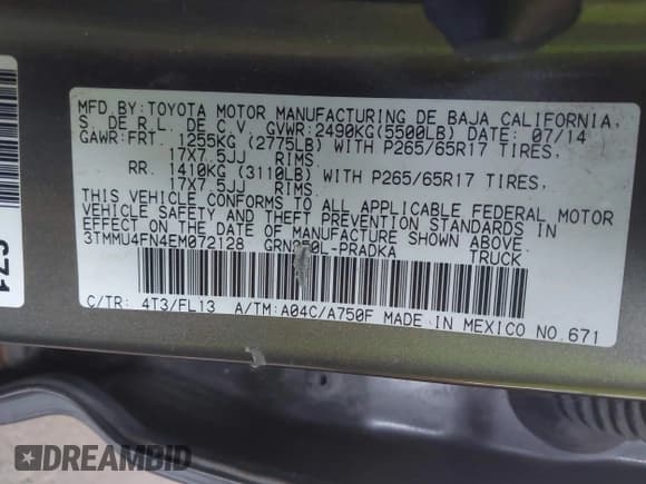 ✅ 2014 Toyota Tacoma • VIN: 3TMMU4FN4EM072128 • Lot: 42479725. Wystawiony na IAAI z przebiegiem 287 877 mil. Bezpłatny archiwum sprzedaży aukcyjnych z USA i szczegółowy raport historii pojazdu na DreamBid. Zdjęcie 9.