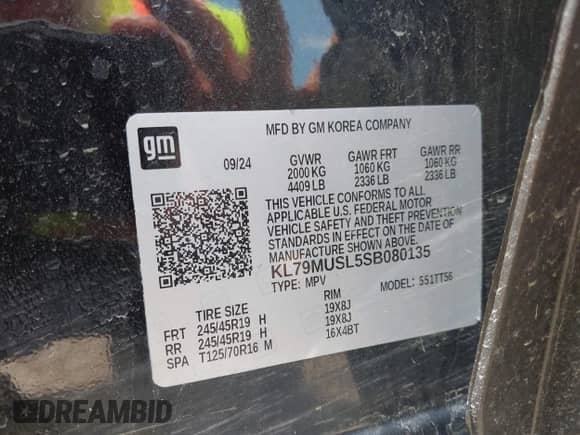 2025 Chevrolet TrailBlazer RS с VIN KL79MUSL5SB080135, выставлен на аукционе IAAI как лот 42618033 с пробегом 14 074 миль миль и . История ставок и продаж доступна на DreamBid. Изображение 9.