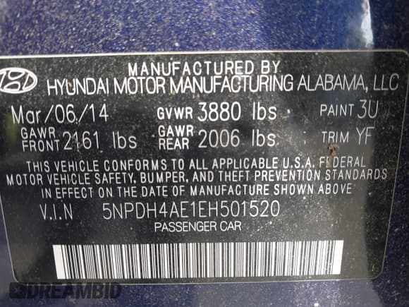 ✅ 2014 Hyundai Elantra Limited • VIN: 5NPDH4AE1EH501520 • Lot: 43138304. Listed on IAAI with 108,471 mi. Free auction sales archive from the USA and detailed vehicle history report at DreamBid. Image 9.