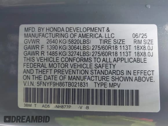 ✅ 2026 Honda Passport TrailSport Elite • VIN: 5FNYF9H86TB021831 • Lot: 43724997. Wystawiony na IAAI z przebiegiem 2 178 mil. Bezpłatny archiwum sprzedaży aukcyjnych z USA i szczegółowy raport historii pojazdu na DreamBid. Zdjęcie 9.