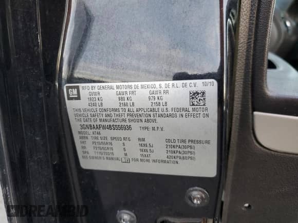 2011 Chevrolet HHR LS с VIN 3GNBAAFW4BS556936, выставлен на аукционе Copart как лот 80844764 с пробегом 129 258 миль миль и Списание • Salvage title. История ставок и продаж доступна на DreamBid. Изображение 13.