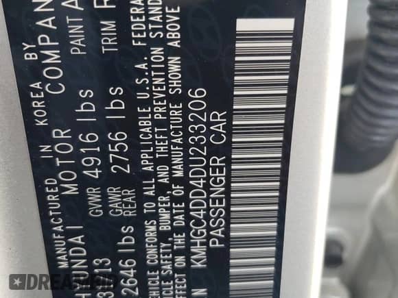 2013 Hyundai Genesis 3.8L z VIN KMHGC4DD4DU233206, wystawiony jako Copart lot #71347874 z przebiegiem 59 238 mil mil oraz Szkoda całkowita • Salvage title. Historia ofert i sprzedaży dostępna na DreamBid. Obrazek 13.