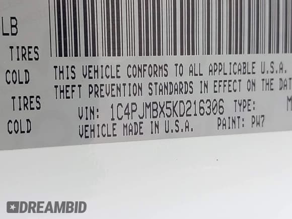 ✅ 2019 Jeep Cherokee Trailhawk • VIN: 1C4PJMBX5KD216306 • Lot: 43300199. Listed on IAAI with 103,599 mi. Free auction sales archive from the USA and detailed vehicle history report at DreamBid. Image 9.