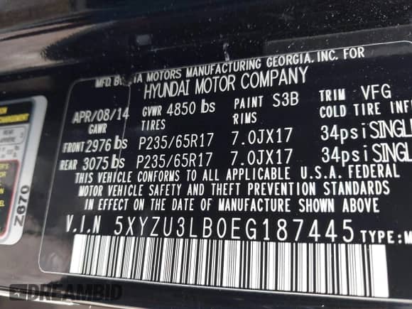 2014 Hyundai Santa Fe с VIN 5XYZU3LB0EG187445, выставлен на аукционе IAAI как лот 43295530 с пробегом 117 959 миль миль и . История ставок и продаж доступна на DreamBid. Изображение 9.