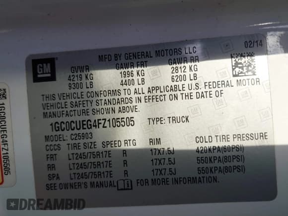 ✅ 2015 Chevrolet Silverado 2500HD Work Truck • VIN: 1GC0CUEG4FZ105505 • Лот: 43070720. Опубликован ранее на IAAI с пробегом Не указан. Бесплатный доступ к архиву аукционных продаж из США и подробный отчёт об истории автомобиля на DreamBid. Изображение 9.