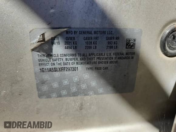 2015 Chevrolet Malibu LS с VIN 1G11A5SLXFF297301, выставлен на аукционе Copart как лот 81111505 с пробегом 205 595 миль миль и Списание • Salvage title. История ставок и продаж доступна на DreamBid. Изображение 12.