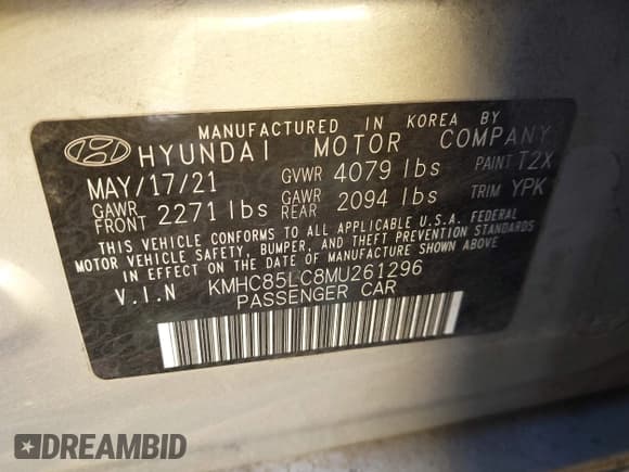 ✅ 2021 Hyundai Ioniq SEL • VIN: KMHC85LC8MU261296 • Лот: 43514599. Опубликован ранее на IAAI с пробегом 106 941 миль. Бесплатный доступ к архиву аукционных продаж из США и подробный отчёт об истории автомобиля на DreamBid. Изображение 9.