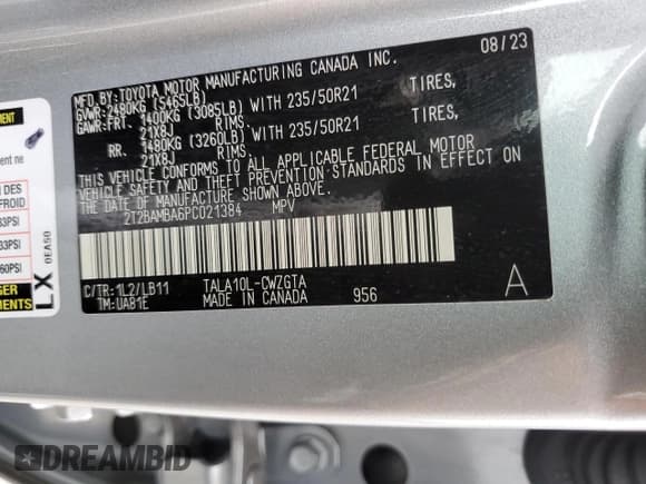 ✅ 2023 Lexus RX 350 • VIN: 2T2BAMBA6PC021384 • Лот: 59927765. Опубликован ранее на Copart с пробегом 16 867 миль. Бесплатный доступ к архиву аукционных продаж из США и подробный отчёт об истории автомобиля на DreamBid. Изображение 13.